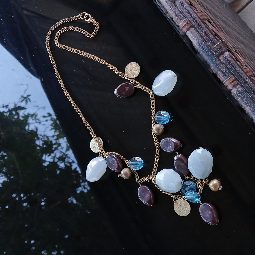 Vintage Faux Stone Goldtone Necklace 60s 70s Bohemian Bohochic Retro